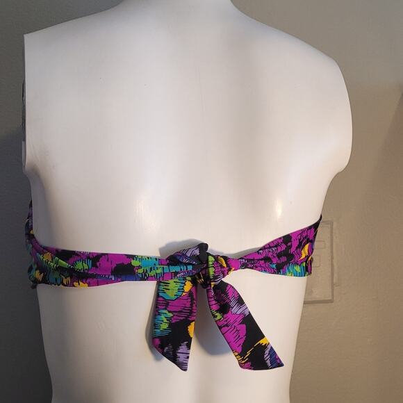 Allen B Swim Bandeau Bikini Top Women’s 8 Multicolor Floral Strapless Swimwear - Picture 4 of 8